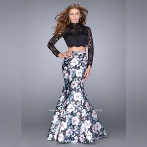 La Femme 24028 Two Piece Mermaid Style Gown
